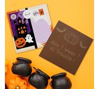 La Prête à Croquer d'Halloween - Plaque Chocolat Lait Gravé Modèle Citrouille et Chauve-Souris - Les Cartes à Croquer