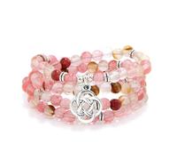 La prière Bracelet ou collier de yoga de 108 perles de méditation Mala avec breloque noeud celtique (Tourmaline pastèque (Watermelon Tourmaline))