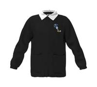 La Primula Verde Tablier scolaire primaire pour enfant, noir, fermeture éclair avec bouton au cou, logo et sans logo, de 6 à 15 ans., Logo oui, 13 ans