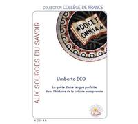La quête d'une langue parfaite dans l'histoire de la culture européenne 1 CD audio - Umberto Eco - Le Livre Qui Parle-Dpi - Texte lu (CD) - Textes lus CD