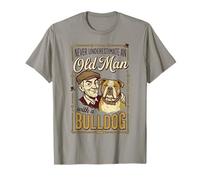 La Race de Bouledogue Anglais ne sous-estime jamais Un Vieil Homme avec T-Shirt