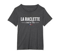La Raclette, C'est la Vie ! T-Shirt, Femme Grandes Tailles, Chiné Foncé, 3X