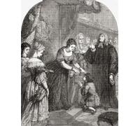 La reine Anne touchant le jeune Samuel Johnson pour le mal. Samuel Johnson a contracté une scrofule également appelée le mal du roi parce qu'on croyait que si touché par un monarque, il serait guéri