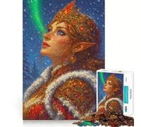 La Reine des Elfes d'hiver avec Aurore Puzzle de 1000 pièces Jeu de Concentration mentale Découpe de précision Bords Lisses Activité captivante pour des soirées tranquilles (38x26cm)