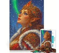 La Reine des Elfes d'hiver avec Aurore Puzzle de 1000 pièces pour Adultes Jeu de mémoire Assemblage sûr et Solide Jeu de Connexion enrichissant (38x52cm)