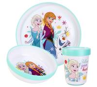 La Reine des Neiges Ensemble de vaisselle 3 pièces Bicolore réutilisable pour enfants Assiette, bol et gobelet, sans BPA