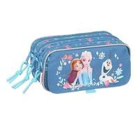 La Reine des neiges Trousse Triple Grande Trousse pour Enfant, idéale pour Les Enfants d'âge Scolaire, Confortable et Polyvalente, qualité et résistance, 21,5 x 8 x 10 cm