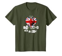 La Reine Elizabeth II Dieu Sauve la Reine Punk Memoriam Love T-Shirt, Enfant, Olive, 4 Ans