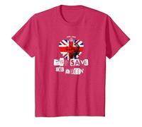 La Reine Elizabeth II Dieu Sauve la Reine Punk Memoriam Love T-Shirt, Enfant, Rouge Chiné, 6 Ans