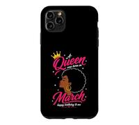 La Reine est née en Mars. Design d'anniversaire pour Femme Afro Coque pour iPhone 11 Pro Max
