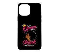 La Reine est née en Mars. Design d'anniversaire pour Femme Afro Coque pour iPhone 13 Pro Max