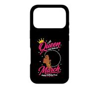 La Reine est née en Mars. Design d'anniversaire pour Femme Afro Coque pour iPhone 17 Pro
