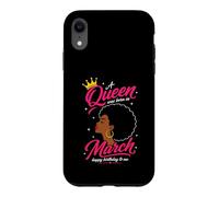 La Reine est née en Mars. Design d'anniversaire pour Femme Afro Coque pour iPhone XR