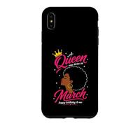 La Reine est née en Mars. Design d'anniversaire pour Femme Afro Coque pour iPhone XS Max