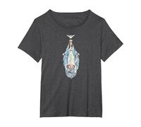 La Reine et la Mère de la Fin Times Notre Dame Vierge Marie T-Shirt, Femme Grandes Tailles, Chiné Foncé, 2X