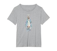 La Reine et la Mère de la Fin Times Notre Dame Vierge Marie T-Shirt, Femme Grandes Tailles, Gris Chiné, 5X
