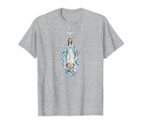 La Reine et la Mère de la Fin Times Notre Dame Vierge Marie T-Shirt, Homme, Gris Chiné, 5XL