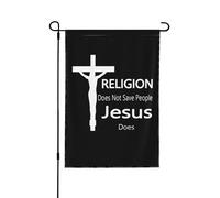 La Religion Ne Sauve Pas Les Gens, Jésus Le Fait. Drapeau De Jardin Double Face Drapeau De Cour Avec Œillets Drapeaux De Jardin Pour Fêtes Dortoirs Extérieure 30X45cm