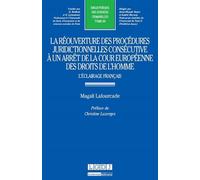 La réouverture des procédures juridictionnelles consécutive à un arrêt de la cou L'éclairage français - Magali Lafourcade - Lgdj - broché - Etude