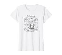 La réponse est 42, génie, Nerd, Science T-Shirt Graphique avec Valeur, Femme, Blanc, XL