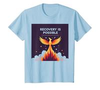 La Reprise est Possible Phoenix Rising Inspirational T-Shirt, Enfant, Bleu Céleste, 10 Ans