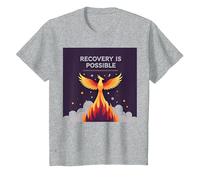 La Reprise est Possible Phoenix Rising Inspirational T-Shirt, Enfant, Gris Chiné, 10 Ans