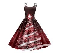 La Robe de La Mere Noel Hiver Robe Noël Femme Chic Pull de Noël Et Original Mère Et Elegant de Neige de Nuit Robes Ronde Robes de Soirée Femme Kaki L