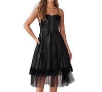 La robe médiévale sans manches pour fille Cosplay Halloween 2025 est à la mode et c'est une robe longue sans bretelles, Noir , XXL