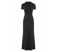 La robe noire élégante | Style maxi col rond "Old Money" | Parfaite pour le bureau, les fêtes de Noël et le Nouvel An | Coupe près du corps avec ourlet sirène pour toutes les occasions L,M,S,XL,XSTiss