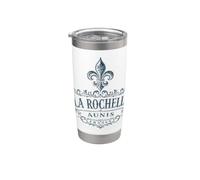 La Rochelle Aunis France Ornée Fleur de Lis Bleu Marine Gobelet isotherme en acier inoxydable double paroi