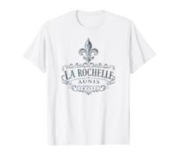 La Rochelle Aunis France Ornée Fleur de Lis Bleu Marine T-Shirt Graphique avec Valeur