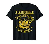 La Rochelle Rugby Maillot Supporter Jaune Et Noir Rochelais T-Shirt