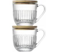 La Rochère Mugs Ouessant avec couvercles/soucoupes. lot de 2 Transparent-bambou