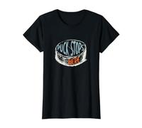 La rondelle de Jeu de Mots Amusante s'arrête Ici T-Shirt Graphique avec Valeur