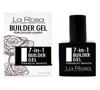 La Rosa 7-en-1 BUILDER GEL dans une bouteille - Gel UV - NUDE pour la conception d'ongles et l'art d'ongles, Nail Easy-To-Use Extension Builder, Covering Gel - French White - 15 ml