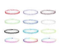 La Rose Elégante 12pcs Chokers Colliers en Plastique Elastique Couleurs Différents Tatouage Gothique Style Simple Femmes Filles, Plastique, sans_pierre, Plastique, sans_pierre