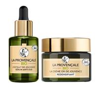 La Provençale Bio - Routine Anti-Âge - Sérum L’Extrait de Jouvence 30 ml plus Crème Or de Jouvence 50 ml - Pour Tous Types de Peau Même les Plus Sensibles
