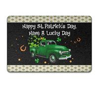 La Saint-Patrick. Shamrock Green Truck, Passez Une Bonne Journée Tapis De Bain Doux Paillasson De Bienvenue Facile À Nettoyer Tapis De Porte pour Bain Terrasse Salon 40X60Cm