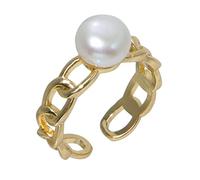 La Saint-Valentin Bague À ma fille bague or chaîne forme perle forme géométrique perle chaîne réglable lignes cadeau pour (A-Gold, One Size)