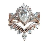 La Saint-Valentin Bagues De Couple Bague couronne en Zircon pour femmes, bague, bijoux tendance faits à la main, enveloppe souple et délicate, s'adapte à chaque doigt (Gold, 11)