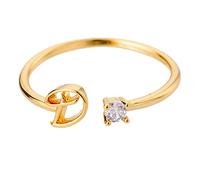 La Saint-Valentin Bagues De Couple Or Personnalisé Strass 26 Initiale Anneau Bijoux Personnalisé Lettre Initiale Ouvert Anneau Avec Strass Pour Les Femmes (D, One Size)