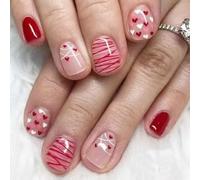 La Saint-Valentin Presse Sur Ongles Coeur conçoit Faux Ongles Acrylique Sur Des Ongles Qui Renforcent Les Styles Des Ongles Éaie