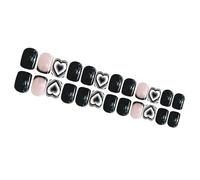 La Saint-Valentin Short Square Faux Nails Black White Heart Designs Appuyez Sur Stick On Pour Une Utilisation Quotidienne 24pcs Décoration Des Ongles