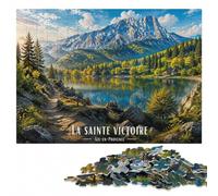 La Sainte Victoire Aix-en-Provence Landscape Puzzle en Bois, 1000 pièces | Cadeau du Nouvel An pour passionné avec activité d'intérieur le w nd sur plusieurs sessions.