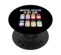 La santé mentale est ma Confiture - Conseiller thérapeute travailleur Social PopSockets PopGrip Adhésif