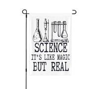 La science, c'est comme de la magie, mais c'est réel ! Drapeau 30 x 45 cm (12 x 18 pouces), panneau de jardin double face, sans mât