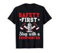 La sécurité d'abord Dormir avec Un Pompier Pompier T-Shirt Graphique avec Valeur, Homme, Noir, M