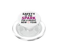 La sécurité est l'étincelle d'une Nouvelle année Lumineuse | Sensibilisation à la sécurité PopSockets PopGrip pour MagSafe