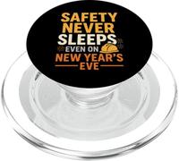 La sécurité ne dort jamais | Sensibilisation Motivationnelle à la sécurité du Nouvel an PopSockets PopGrip pour MagSafe
