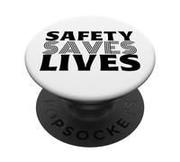 La sécurité Sauve des Vies | La sécurité d'abord | Cadeau de Campagne pour la sécurité PopSockets PopGrip Adhésif